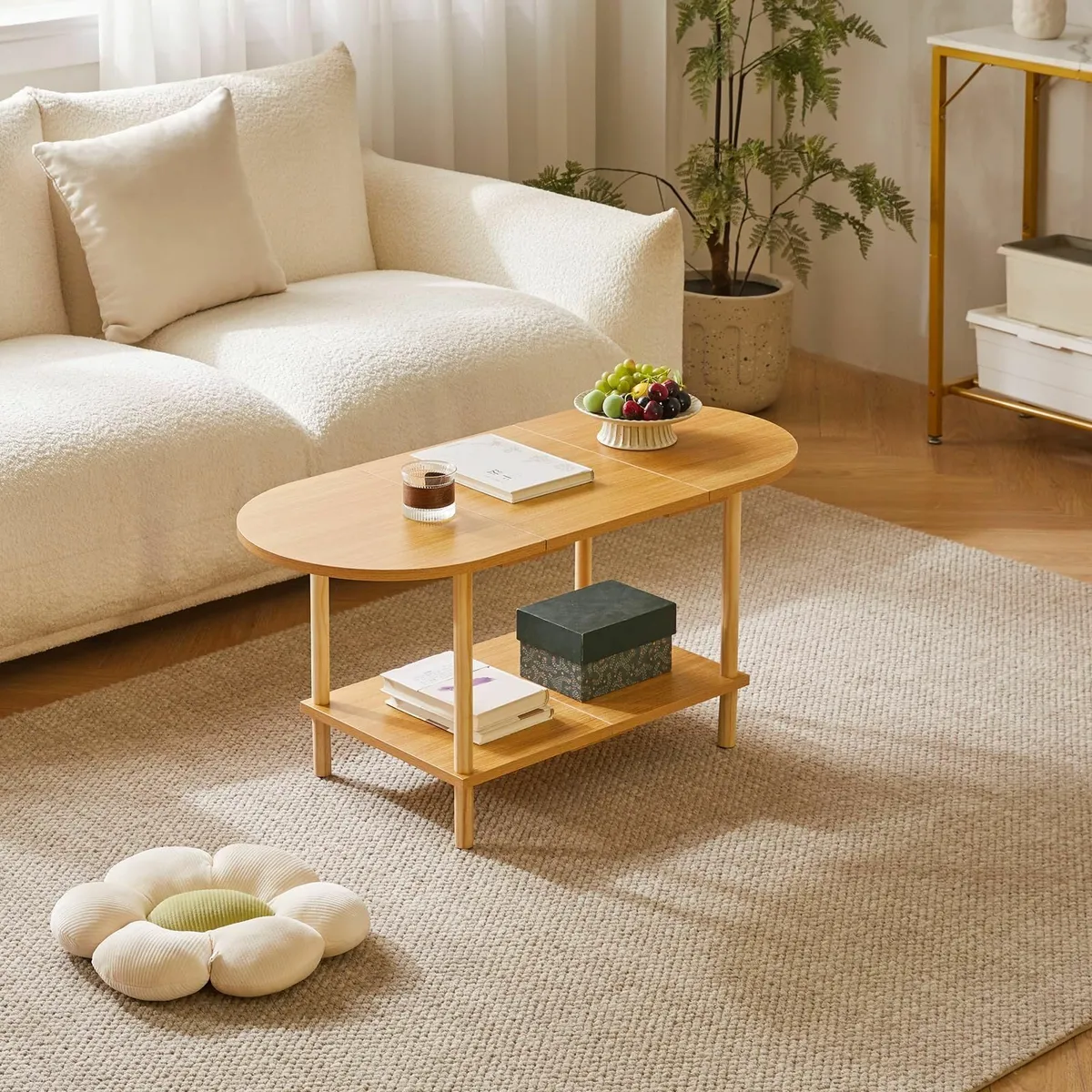 Wooden Tea Table Splicing Design 2 Tier Coffee - Image 2