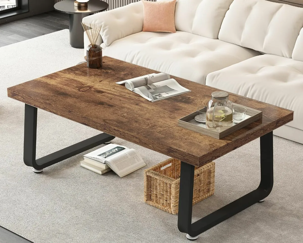 Coffee Table Industrial Wood and Metal Center - Image 1