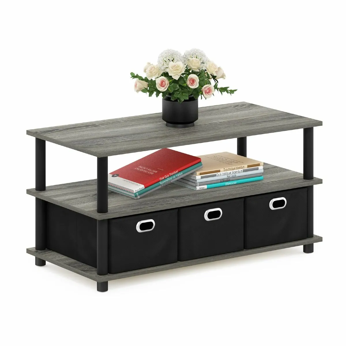 FRANS Coffee Table 3-Tier Modern with Shelves and - Image 1