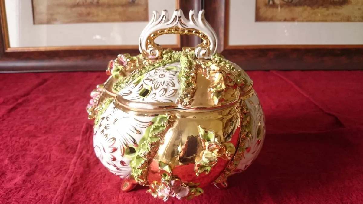 Italian Luxury Art Deco Centerpiece Vase & Bowl - Image 3