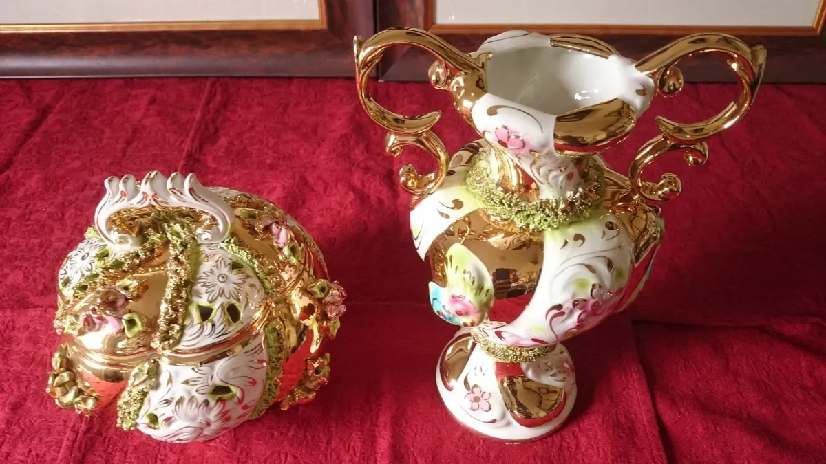 Italian Luxury Art Deco Centerpiece Vase & Bowl - Image 2