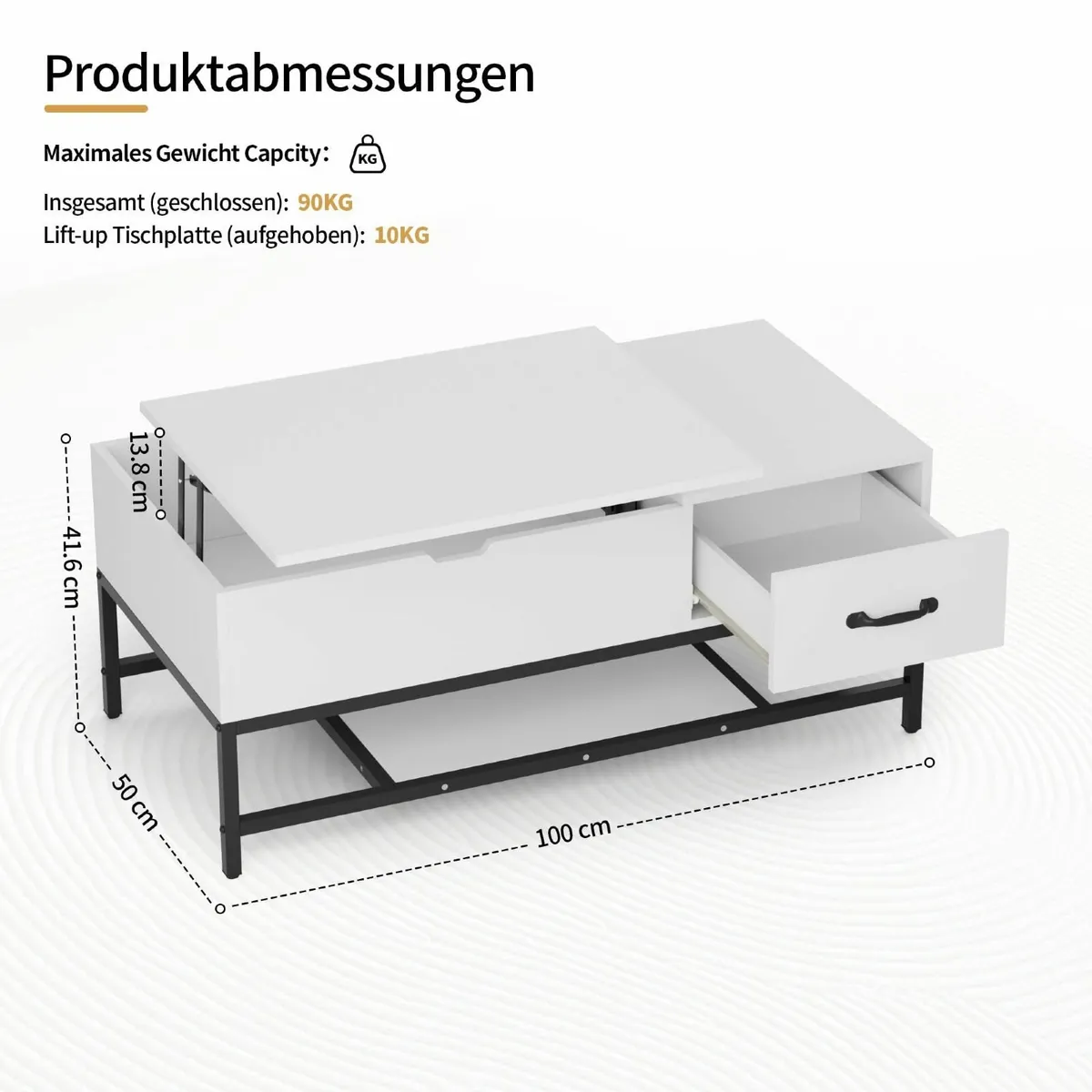 Lift Up Top Coffee Table Wooden Lifting with - Image 3