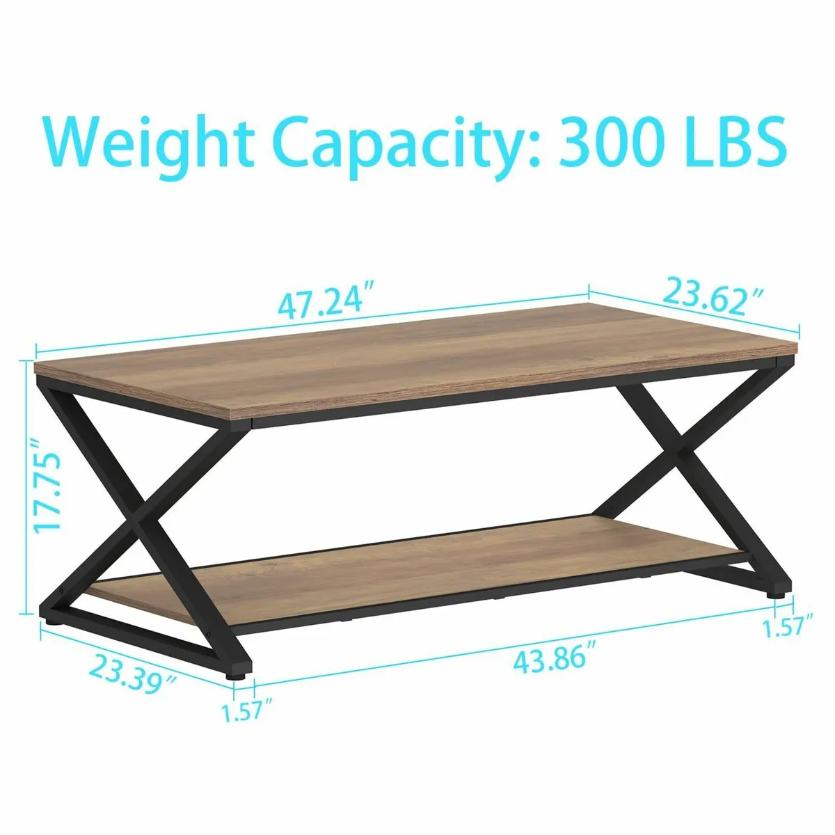 Rustic Wood Coffee Shelf for Living Room Minimalis - Image 2