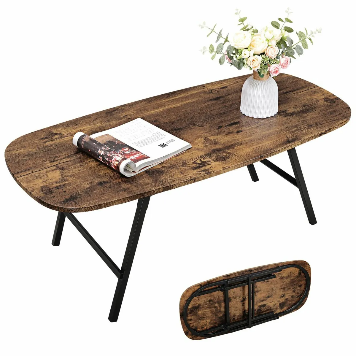 Folding Coffee Table Small Wooden Floor Desk for - Image 1