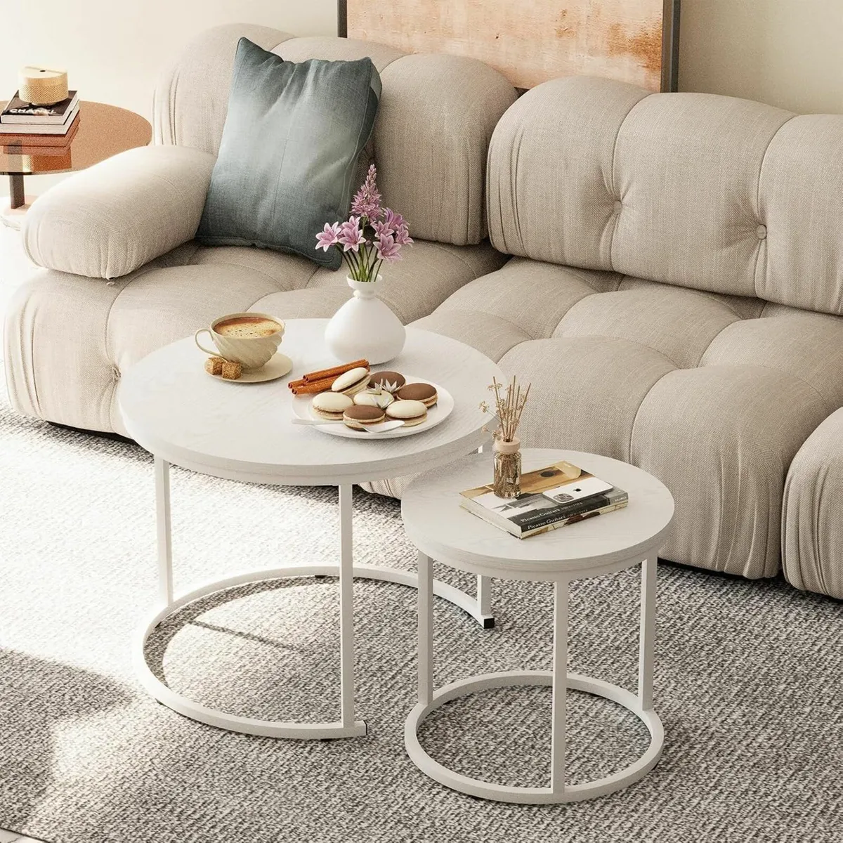 Round Coffee Table for Living Room Nest of Tables - Image 2