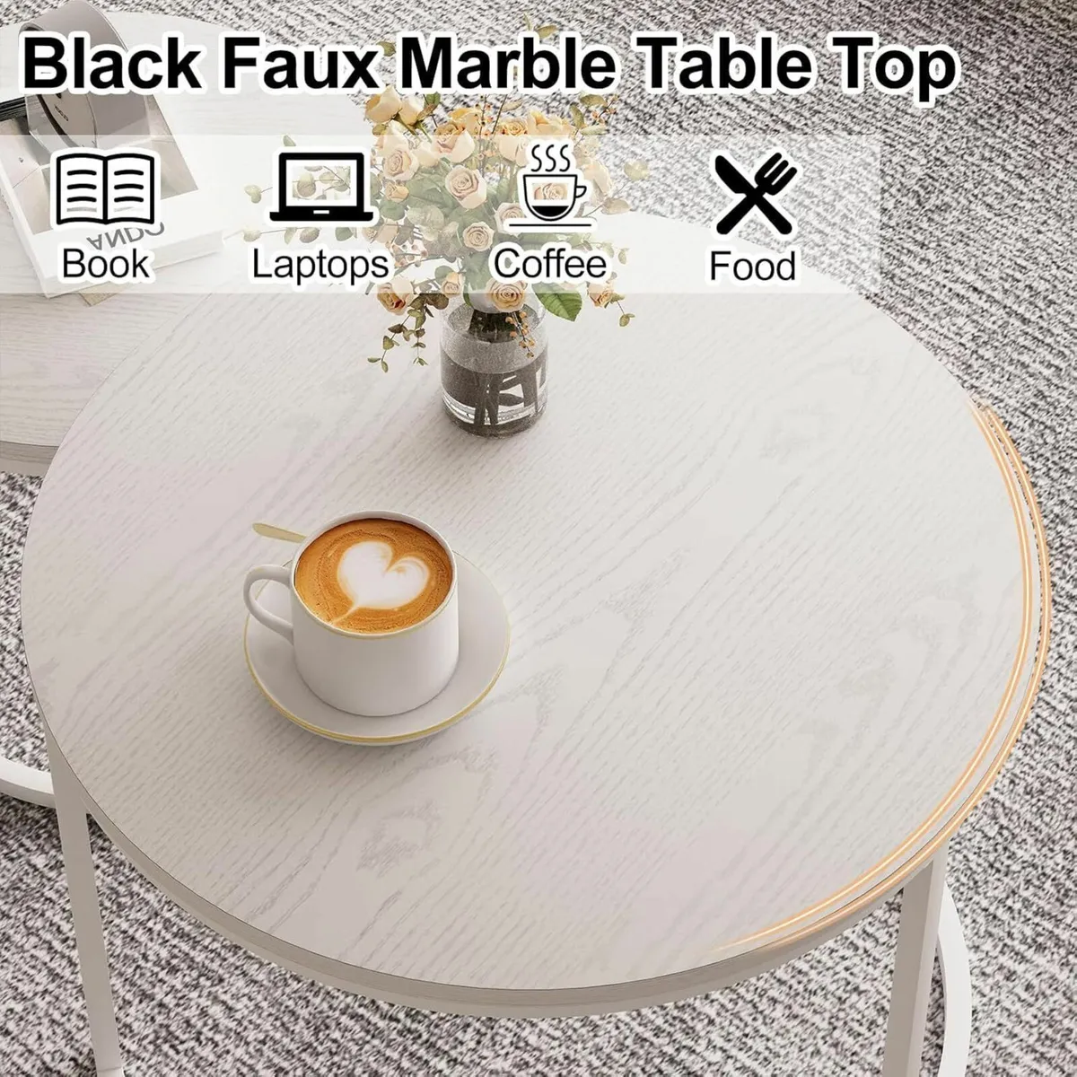 Round Coffee Table for Living Room Nest of Tables - Image 4