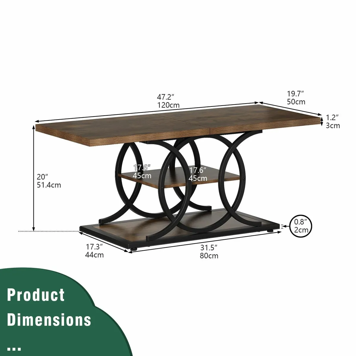 Rustic Coffee Table with Storage Industrial 3 - Image 2