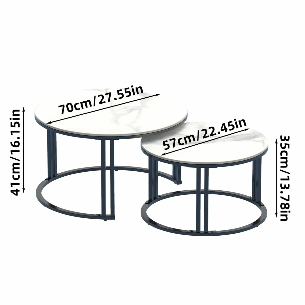 Round Coffee Table Nest Tables - Nesting Set of 2 - Image 2