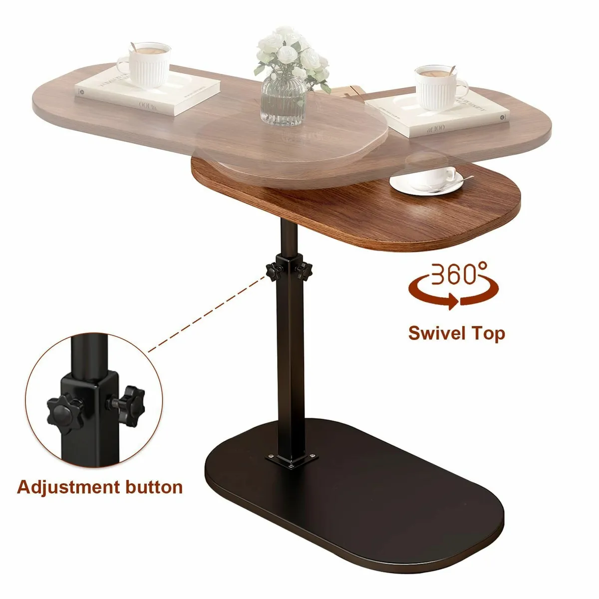 Adjustable Height C Shaped Side Table 360degreesSw - Image 3