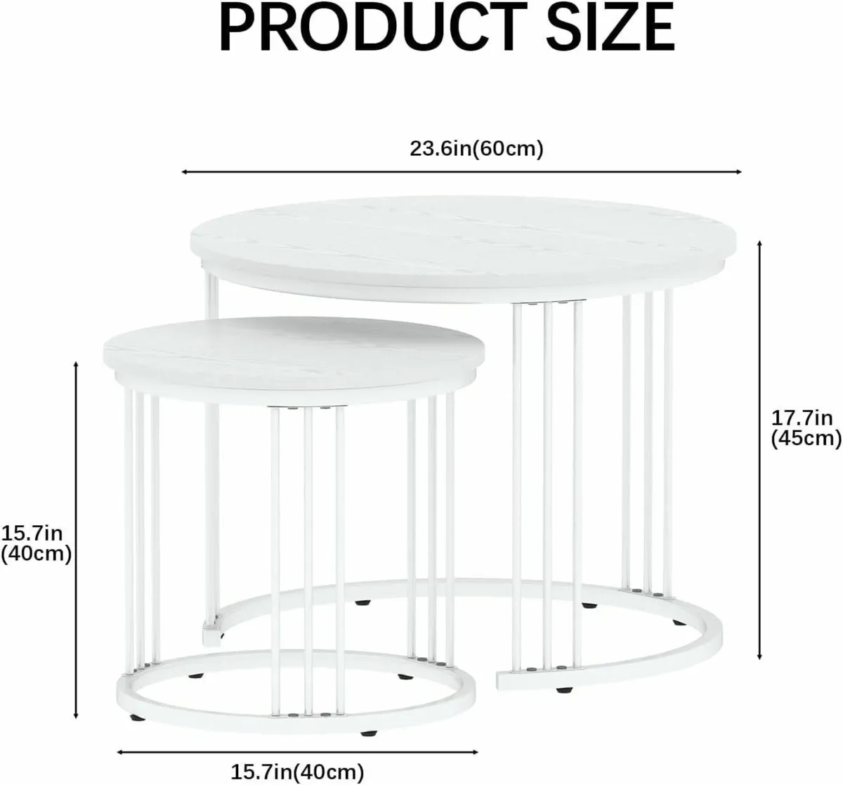 Round Coffee Tables Set of 2 End Table Nesting - Image 3