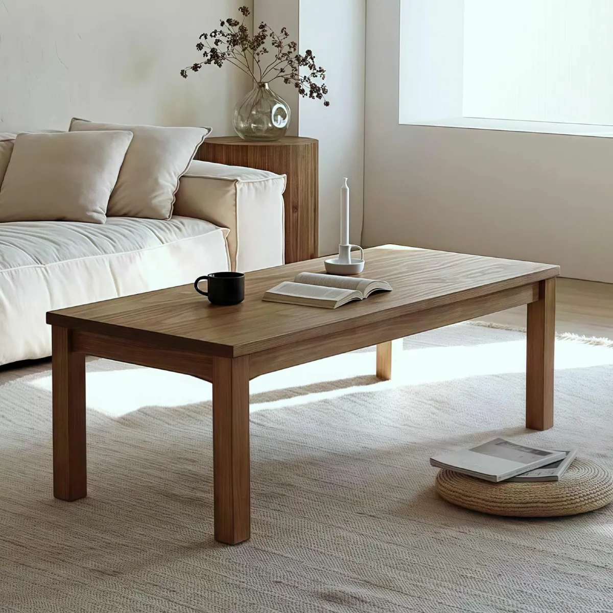 Oak Solid Wood Coffee Table Side Tables Durable - Image 2