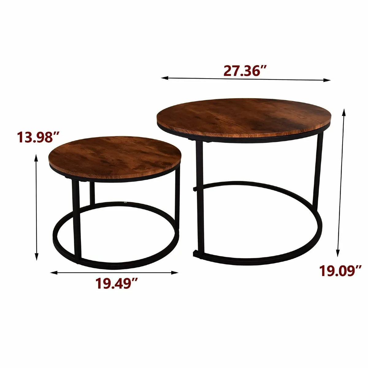 Round Nesting Coffee Table Modern Side Set of 2 - Image 2