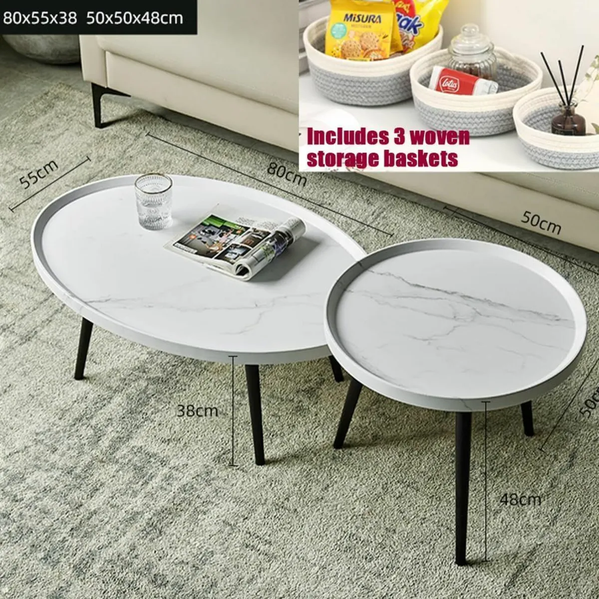Nesting Coffee Table Set tables for living room - Image 2