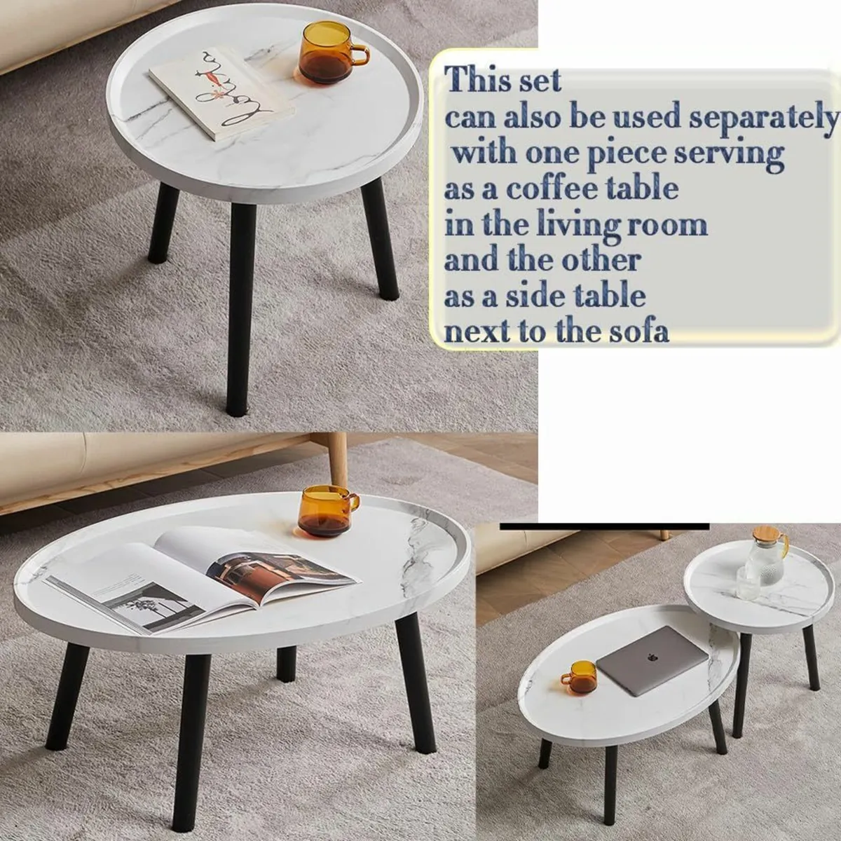 Nesting Coffee Table Set tables for living room - Image 3