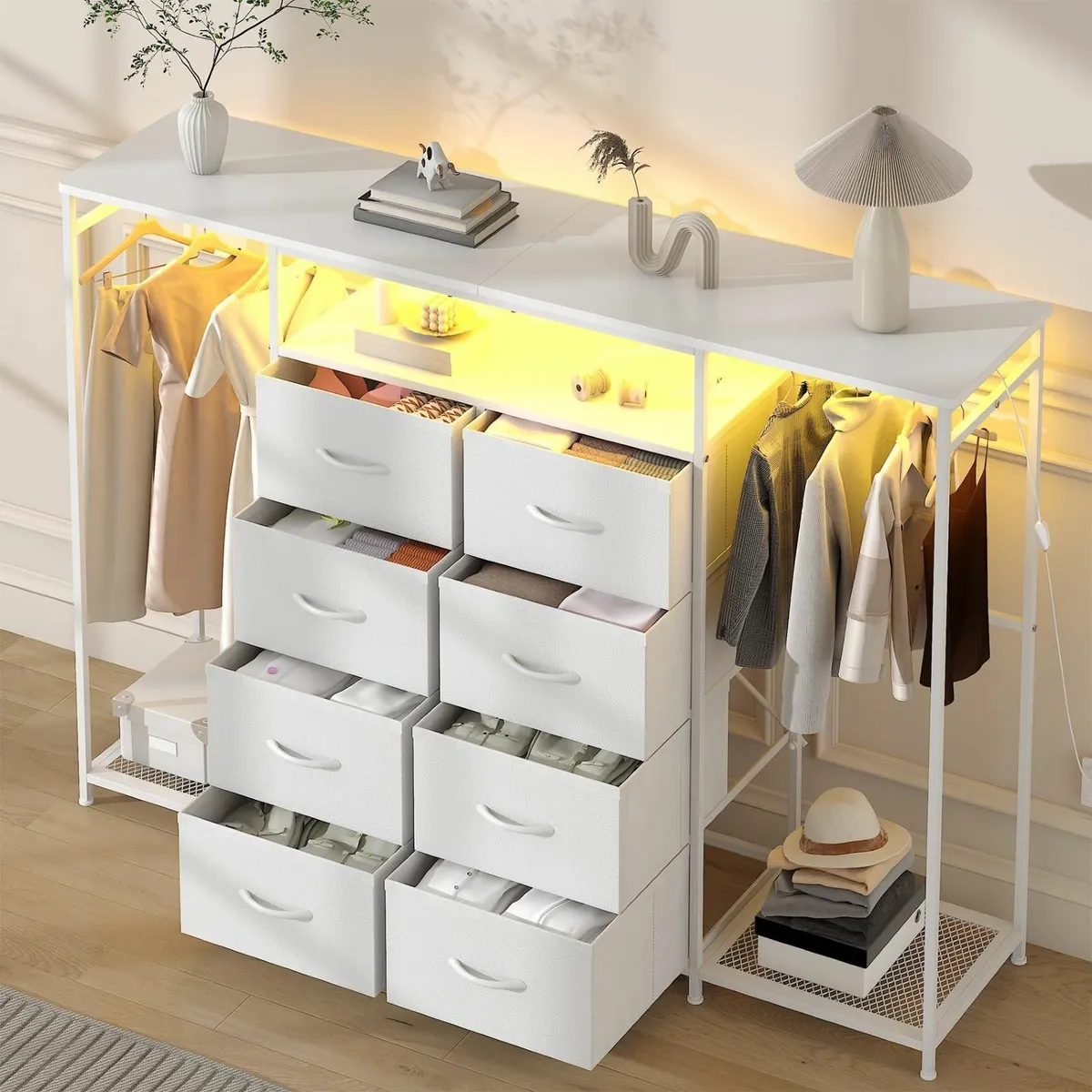 8-Drawer Dresser for Bedroom with Hanging Rack - Image 3