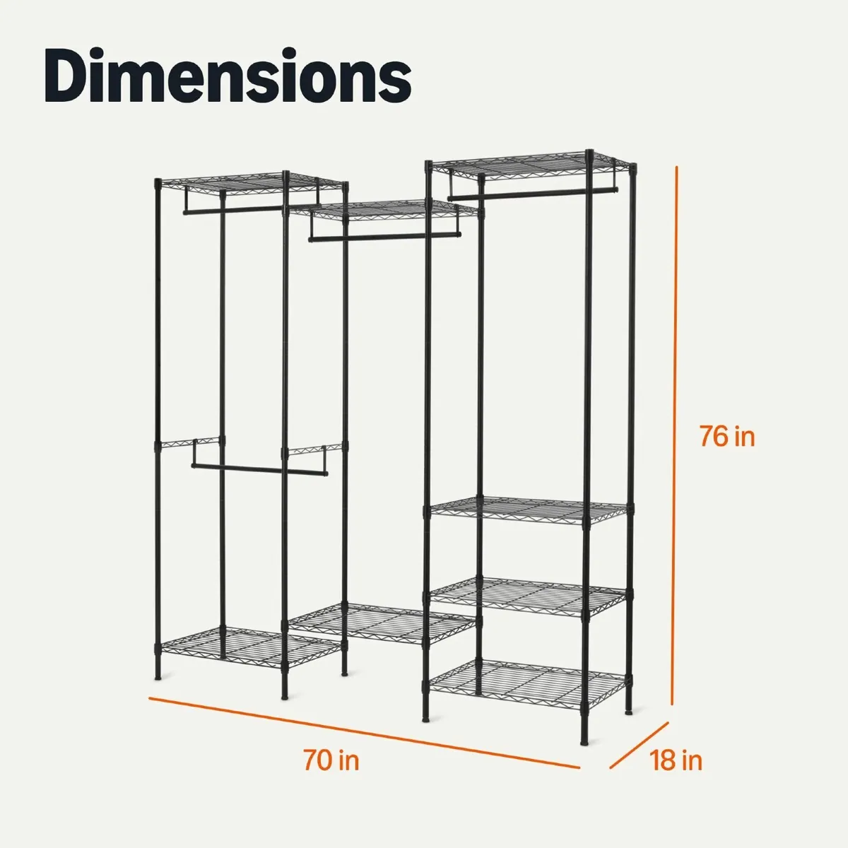 Metal Hanging Storage Organizer Rack Wardrobe - Image 2