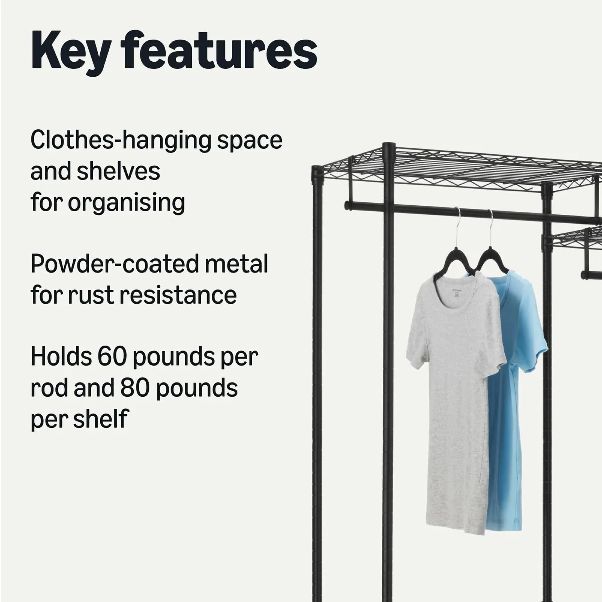 Metal Hanging Storage Organizer Rack Wardrobe - Image 3