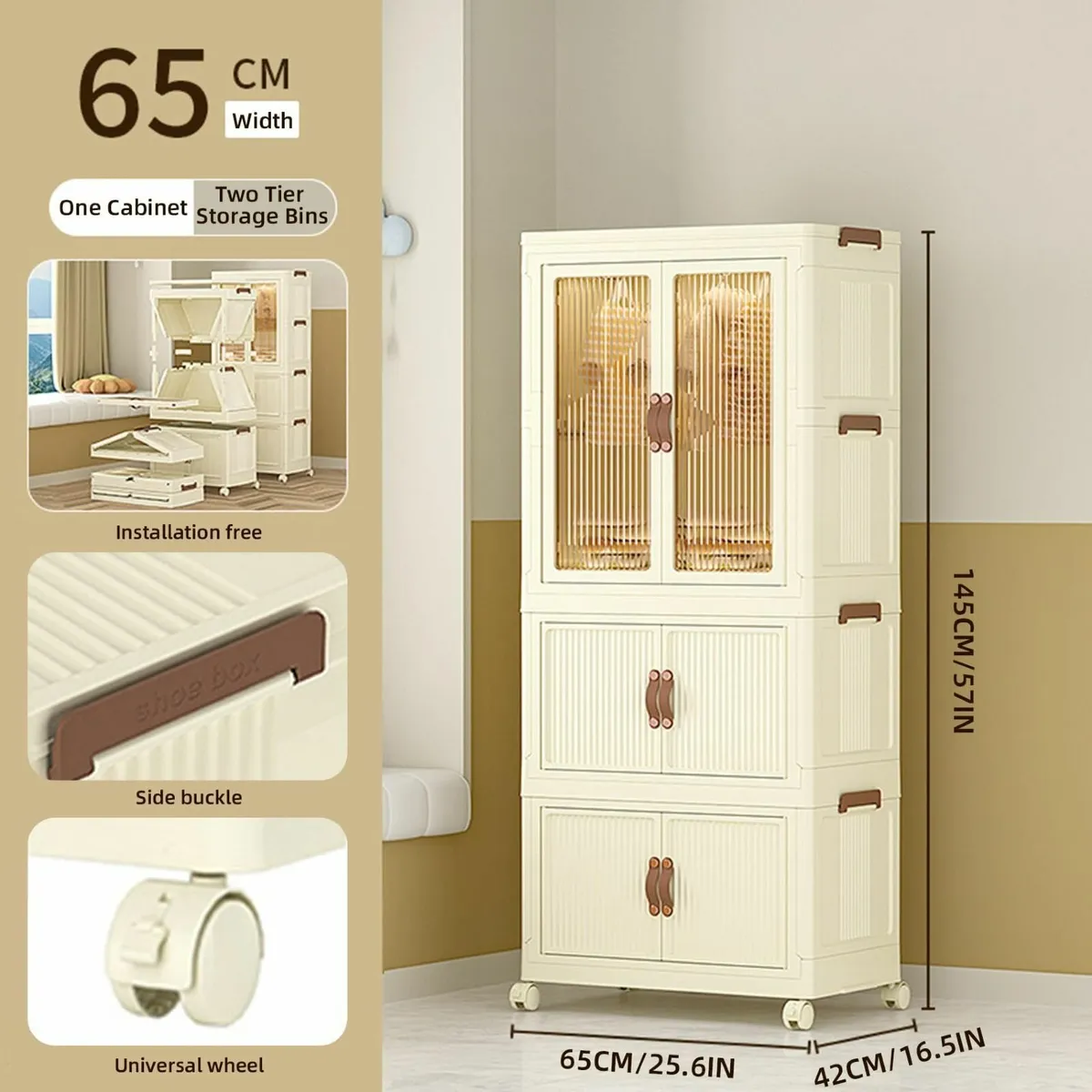 Large Collapsible Clothes Cabinet with Doors - Image 2