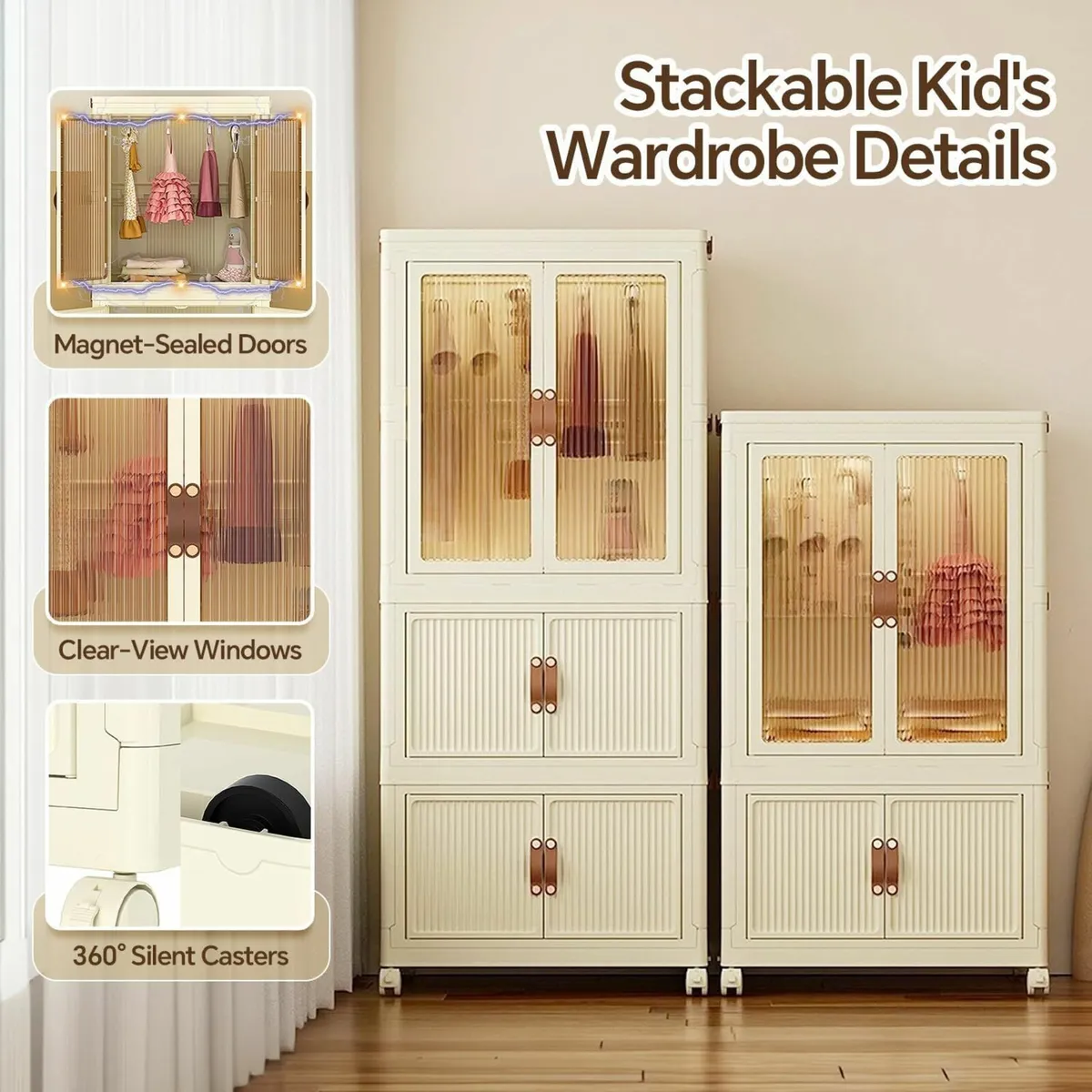 Large Collapsible Clothes Cabinet with Doors - Image 3