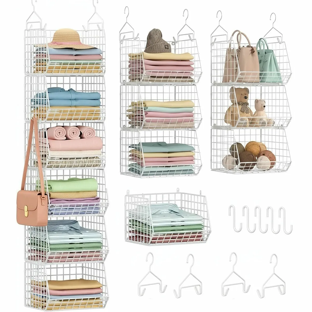 6-Tier Metal Hanging Wardrobe Organiser Separable - Image 1
