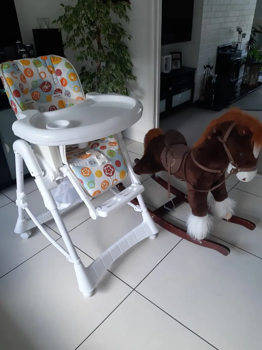 Baby high chair and rocking horse - Image 1