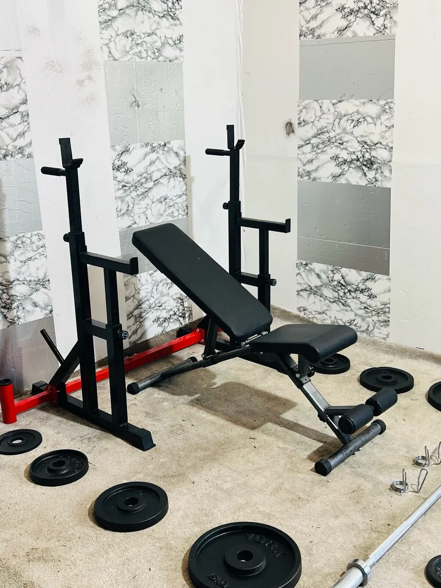 105KG OLYMPIC WEIGHTS BAR RACK BENCH DUMBBELLS - Image 4