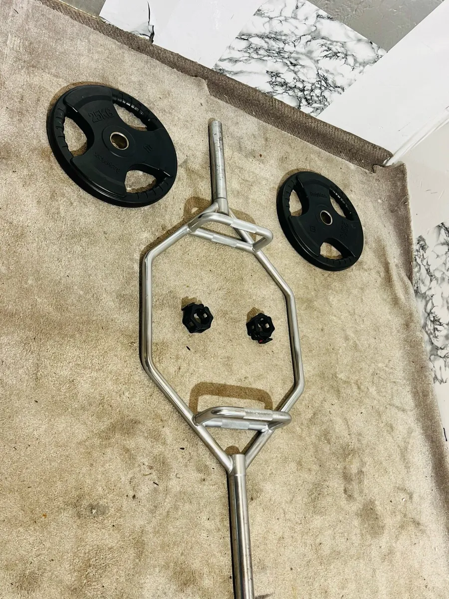 100KG OLYMPIC WEIGHTS + 22KG HEX BAR - Image 2