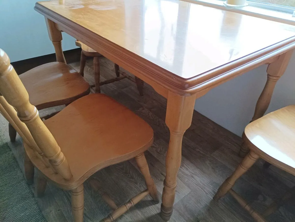 Solid wood table and 4 chairs , matching set - Image 3