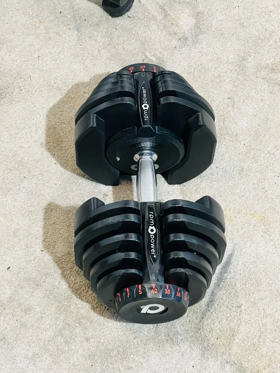 2 X 40KG ADJUSTABLE DUMBBELLS WITH STAND - Image 4