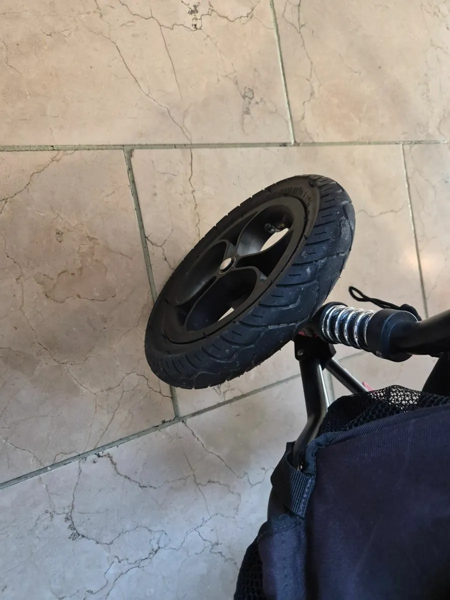 Out n about double buggy pram purple - Image 1