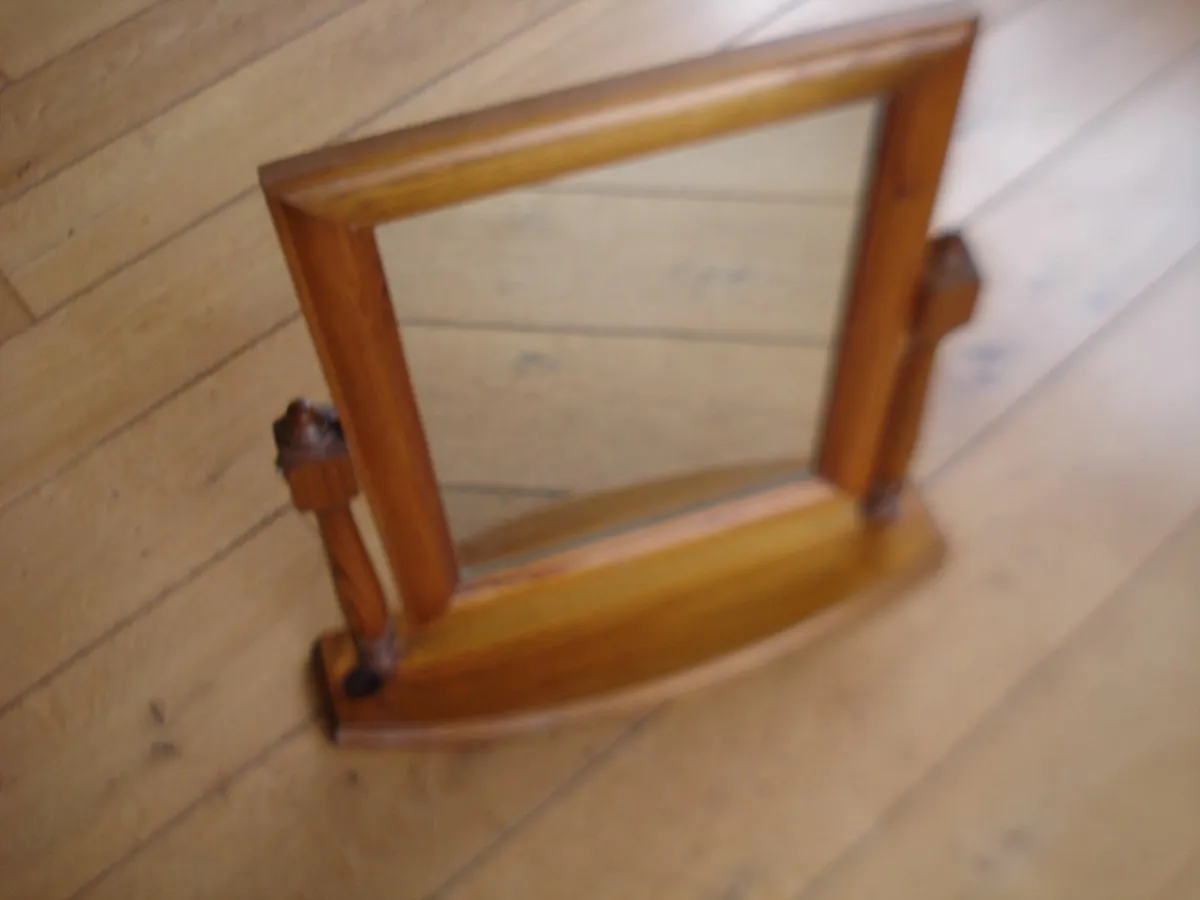 SOLID DARK IRISH PINE VANITY MIRROR. - Image 4