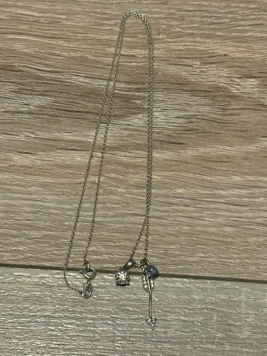 Silver necklace with two silver pendants 925 - Image 1