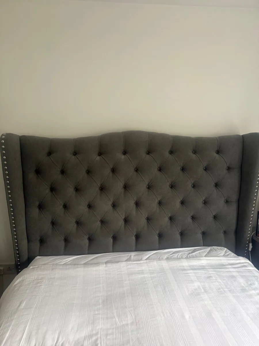 Grey king size bed frame for sale - Image 1
