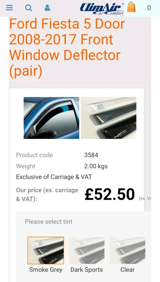 Ford fiesta wind deflector pair 2008-2017 - Image 1