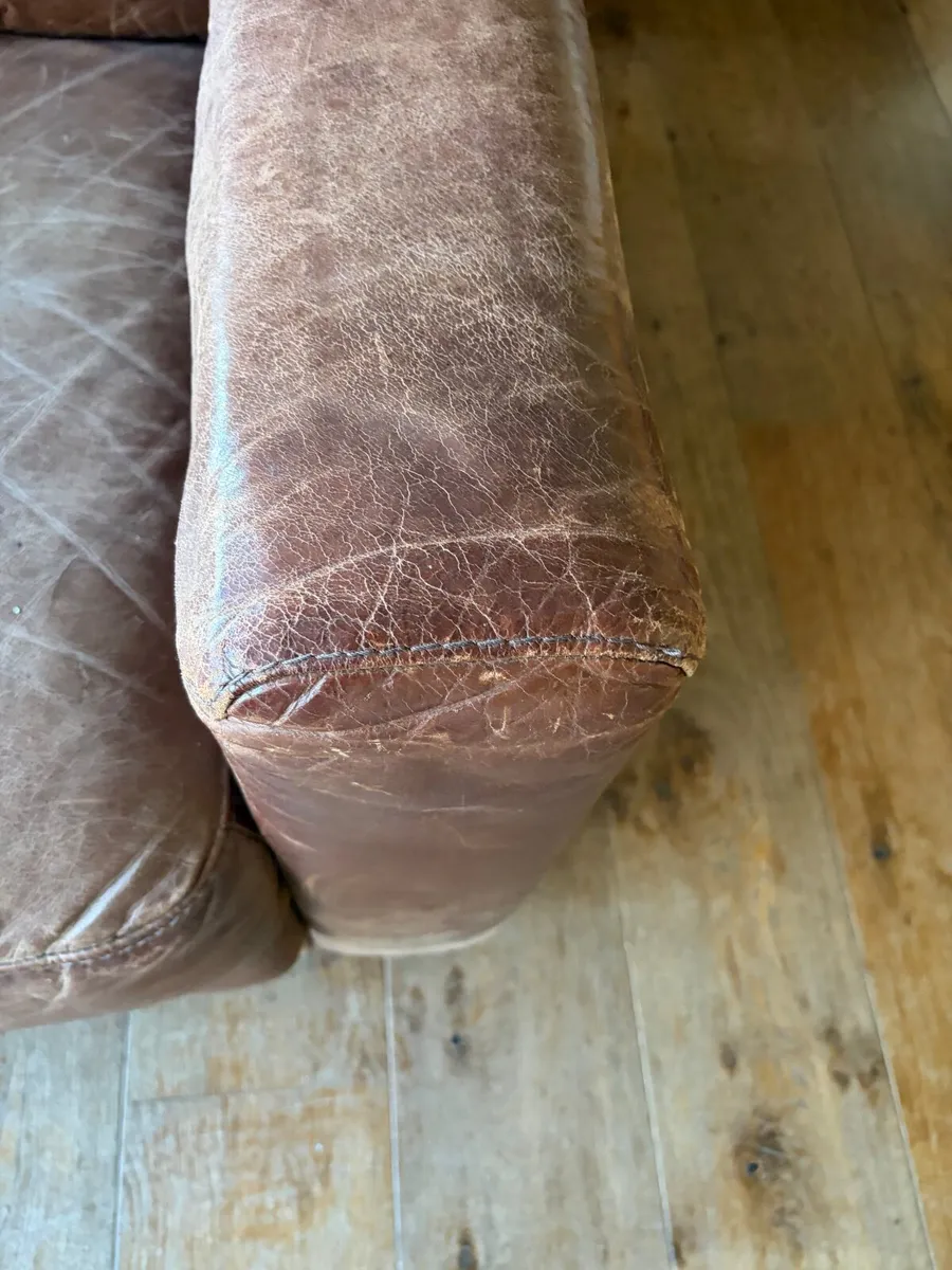 Vintage 2-Seater Leather Sofa - Image 2