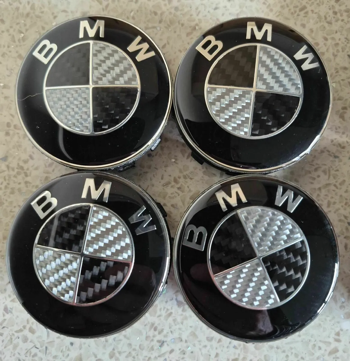 Carbon Fibre Centre 56mm Caps (Black) FREE POST - Image 1