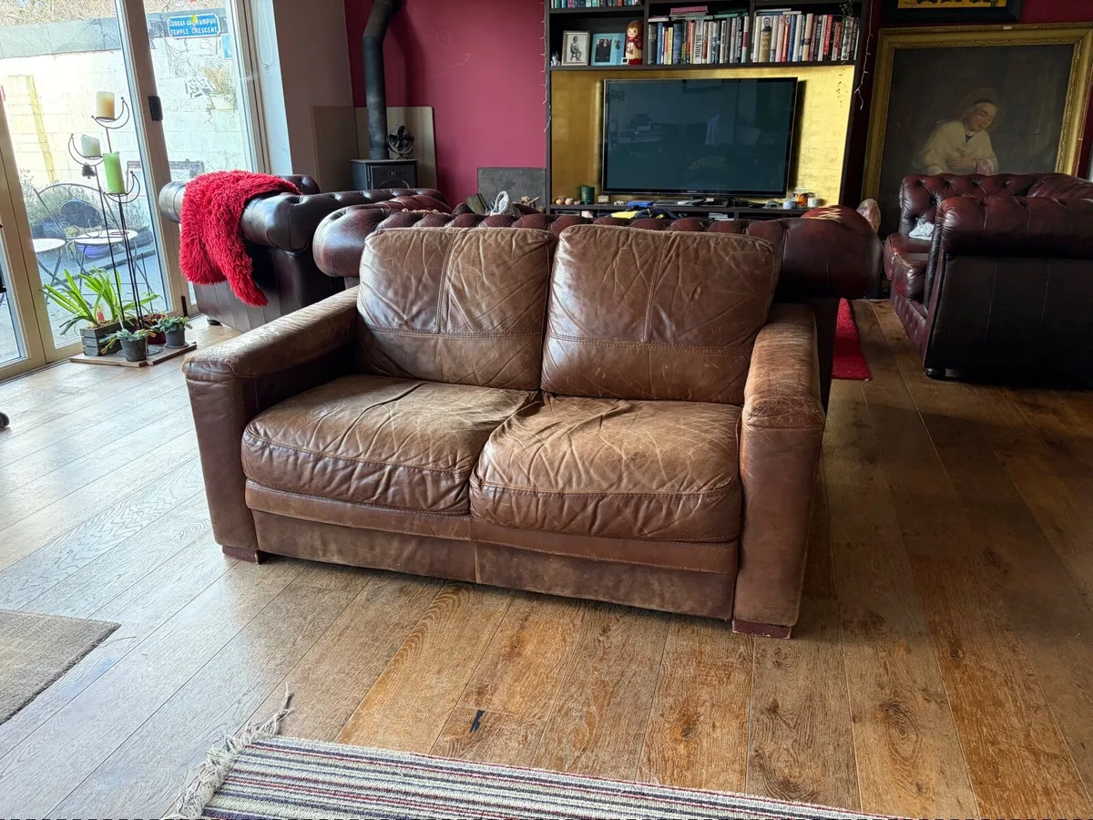 Vintage 2-Seater Leather Sofa - Image 1