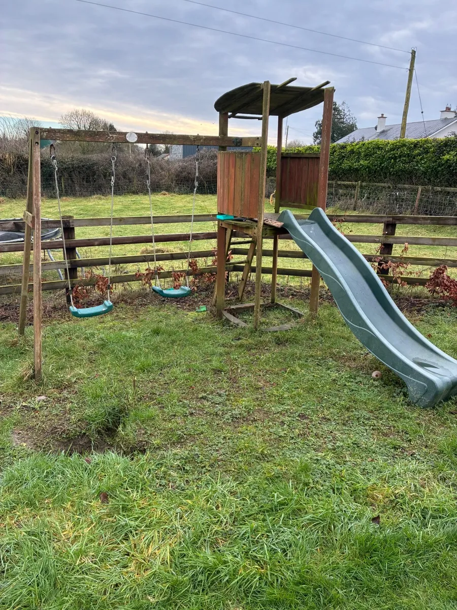 Trampoline , swing & slide set - Image 1