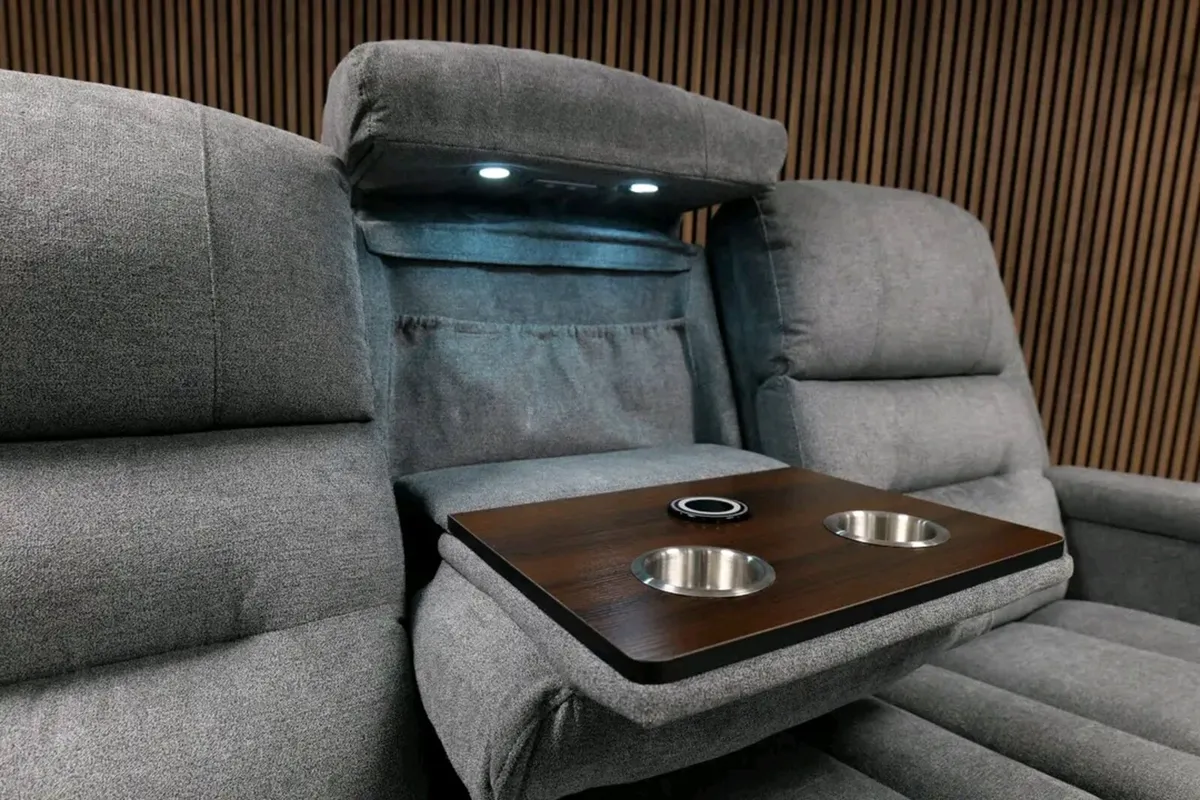 Titan Grey Fabric Wireless Charging Recliner Sofa - Image 4