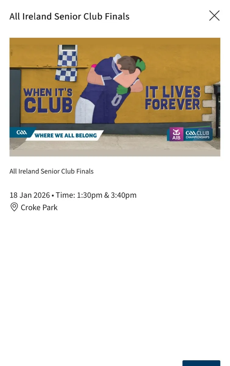 All Ireland Club Final Tickets x 2