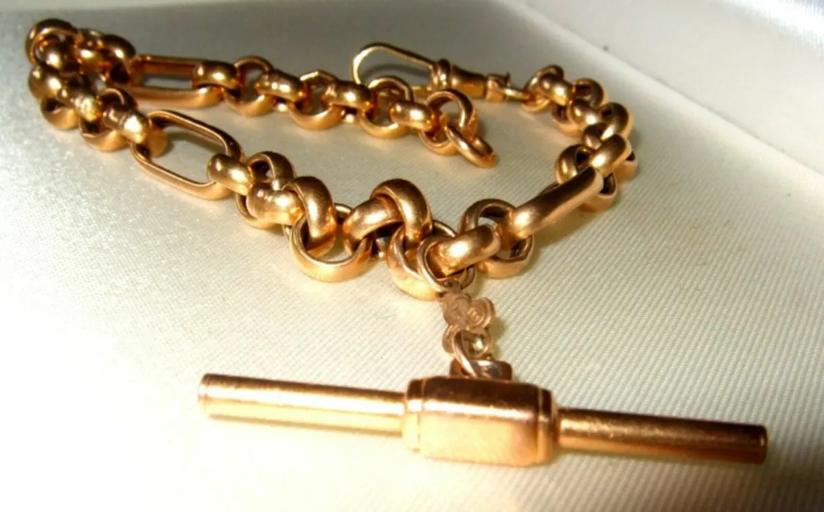 Vintage Chunky Hallmarked 9ct Gold Albert Bracelet - Image 3