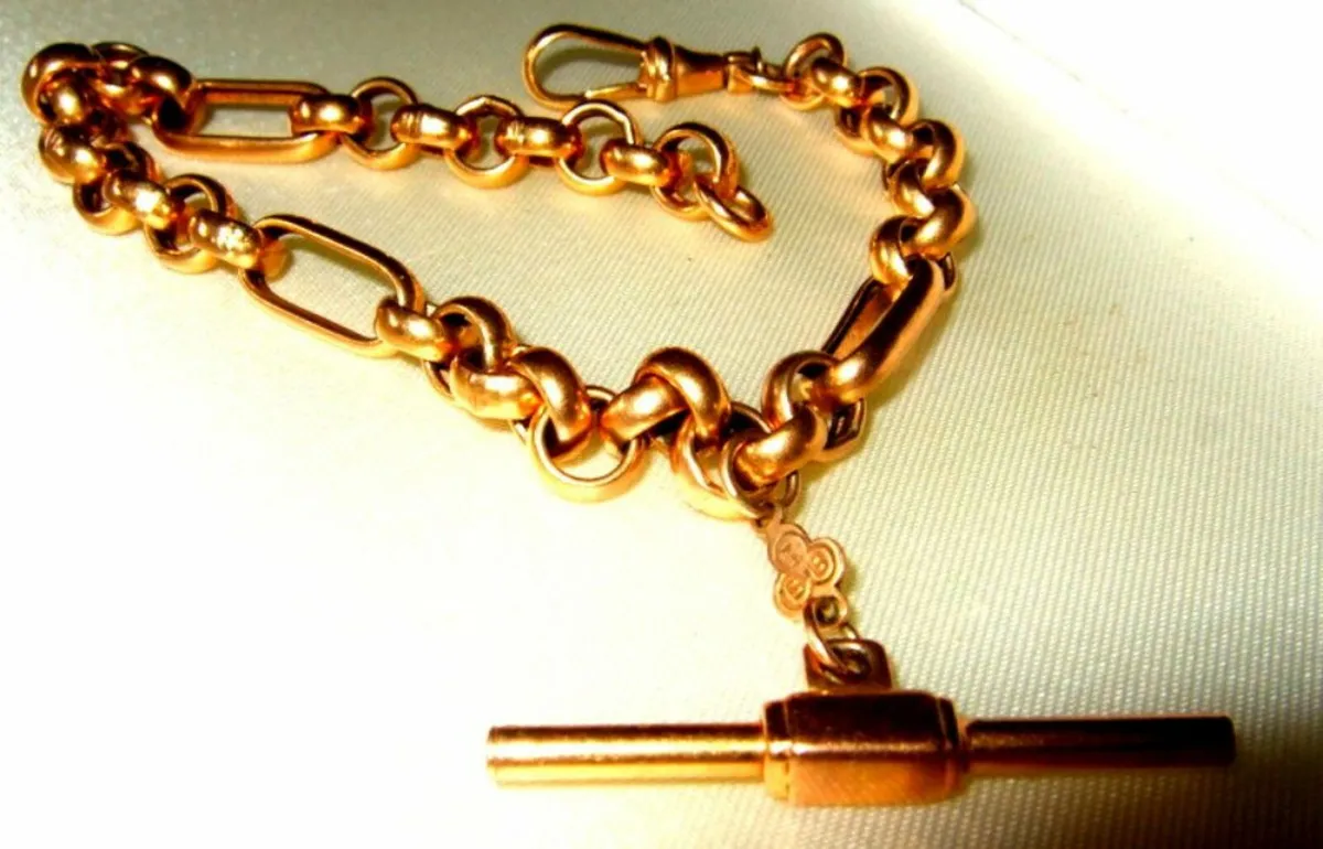 Vintage Chunky Hallmarked 9ct Gold Albert Bracelet - Image 1