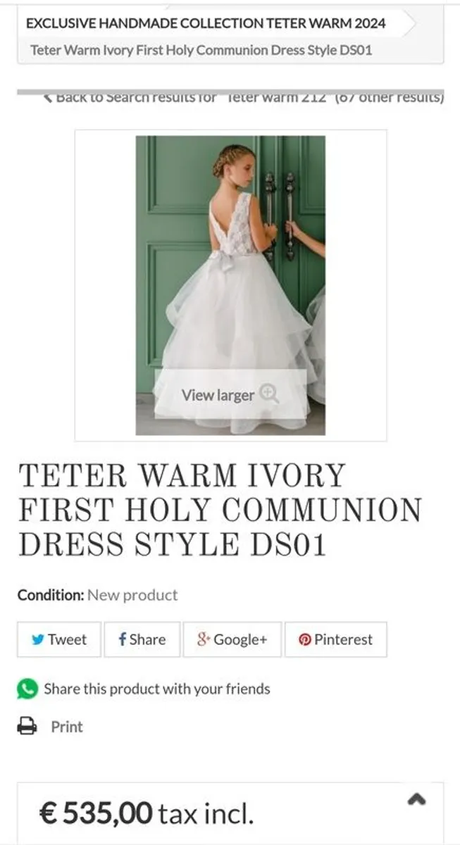 Communion dress Teter Warm Brand New With Tags RRP 535.00 - Image 4