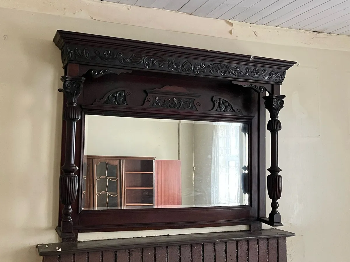 Antique over mantle mirror - Image 1