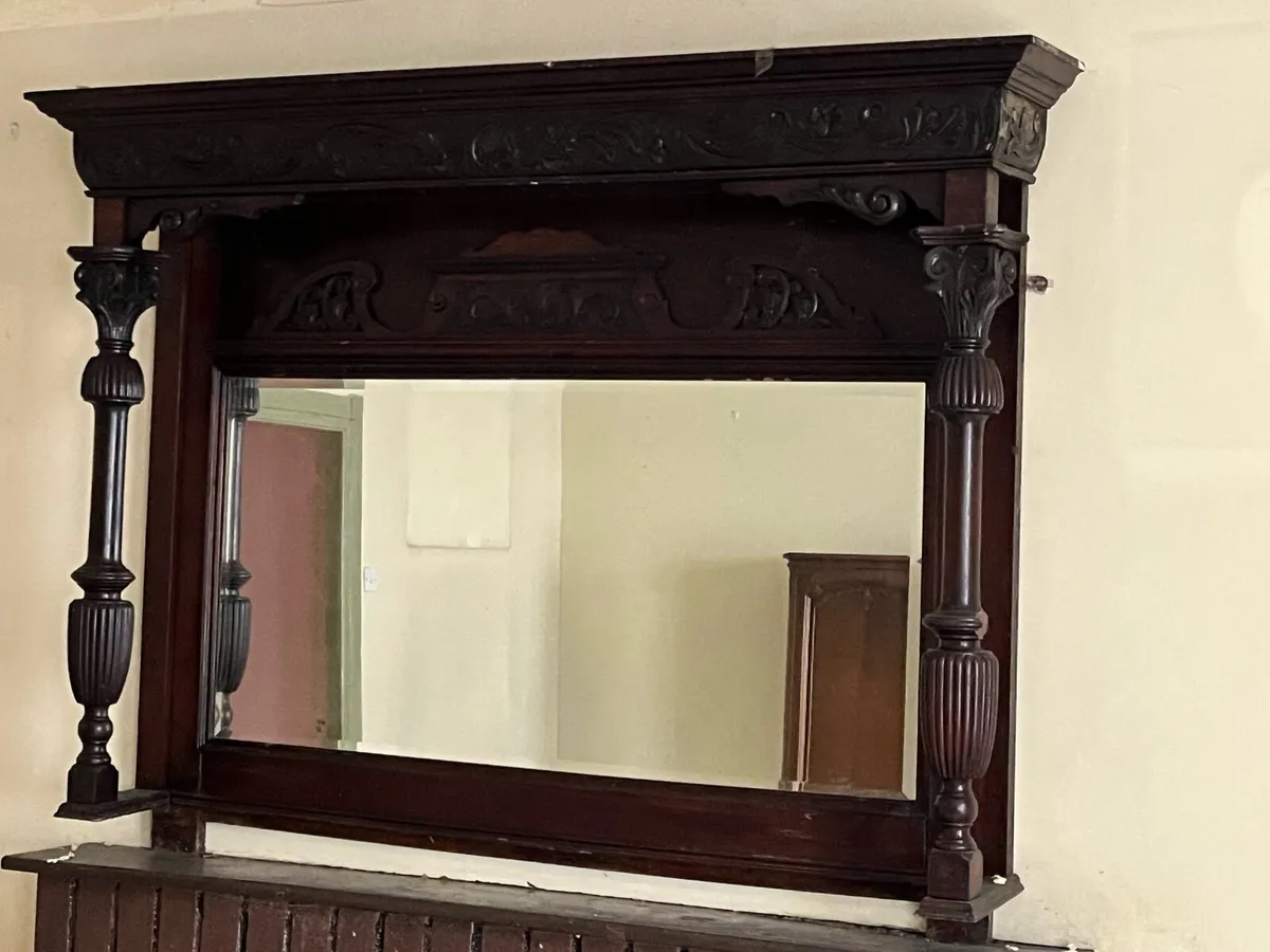 Antique over mantle mirror - Image 2
