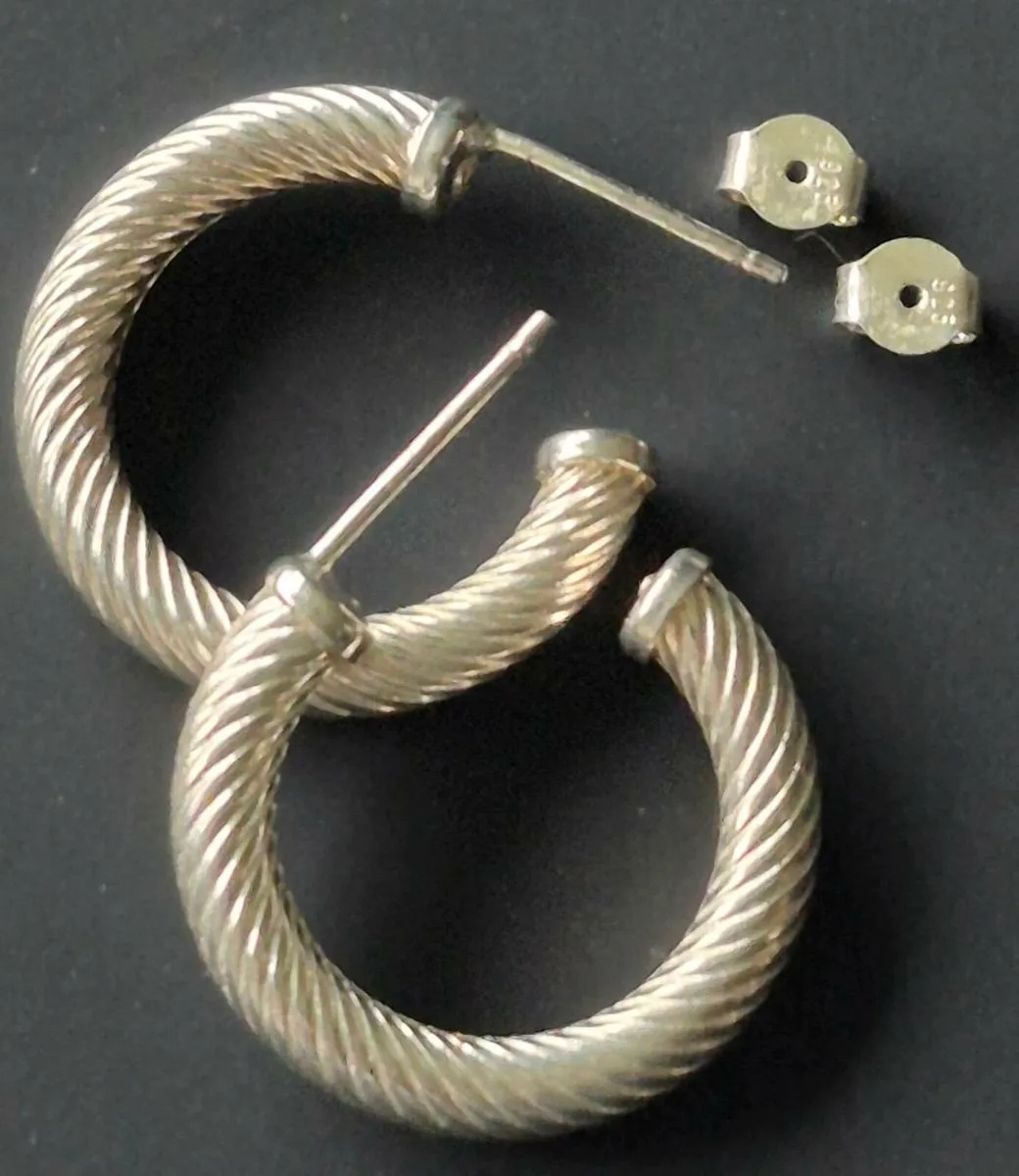 925 Twisted Silver Hoop Earrings - Image 2