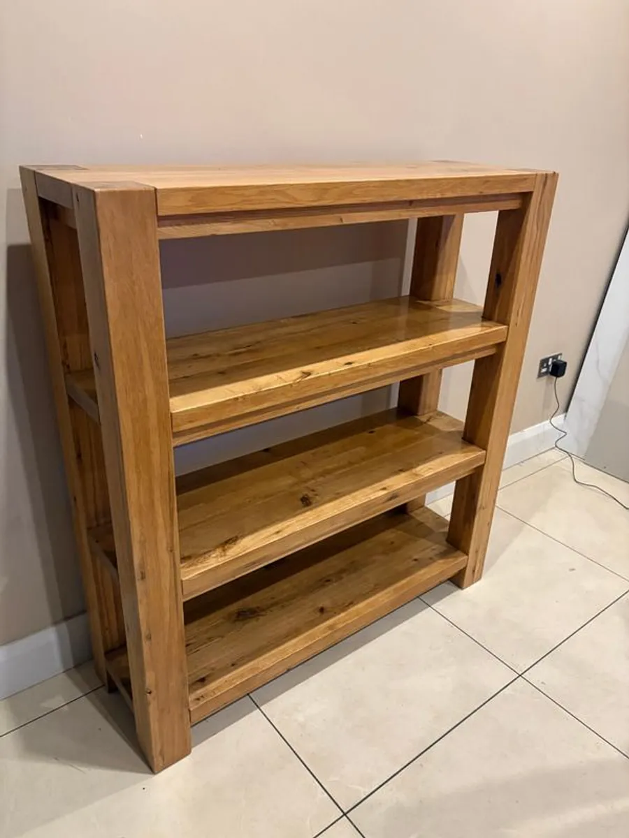 Solid oak shelving unit