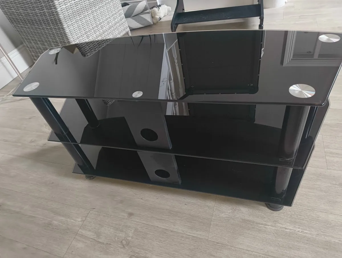 Black Glass TV Stand / Media Unit - Image 4