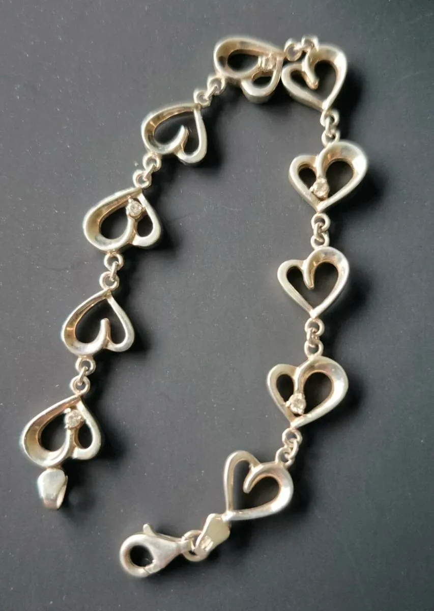 925 Silver Heart and CZ Bracelet - Image 2