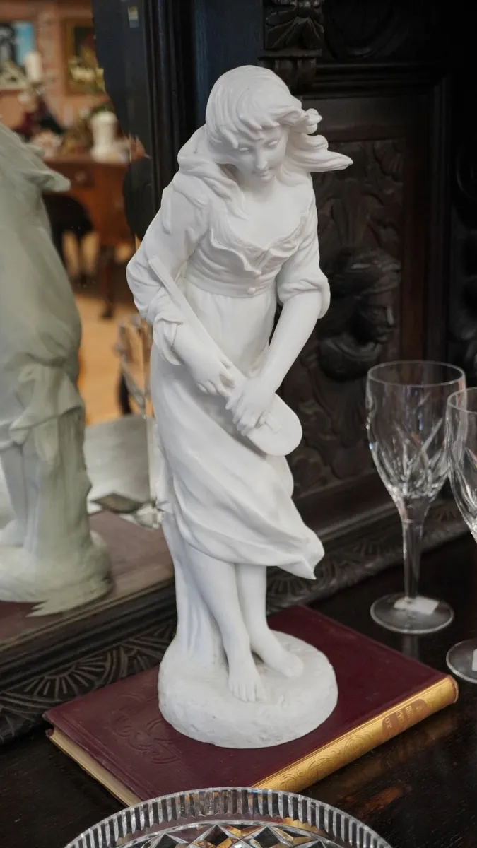Large Pair of French Bisque Porcelain Ladies - Image 3